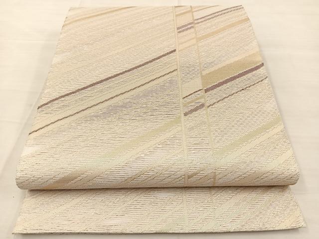 平和屋着物＊夏物　六通柄袋帯　斜線文　金糸　正絹　逸品　BAAT0635yc
