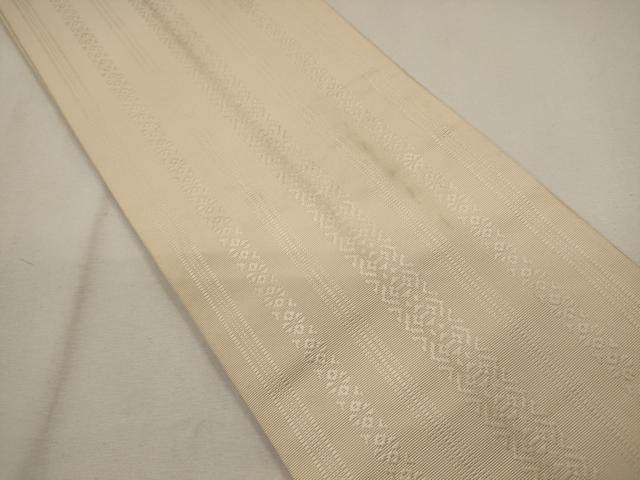 平和屋着物◎本場筑前博多織　半幅帯　献上　薄卵色　正絹　逸品　CAAX9101oy