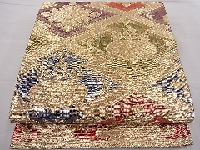 平和屋着物■佐賀錦 六通柄袋帯 松皮菱桐花文 金糸 逸品 n-fw2845