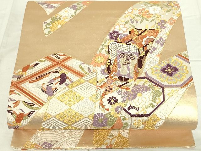 平和屋着物◎六通柄袋帯　唐織　能衣彩華文　金銀糸　三越扱い　逸品　DAAG1479we