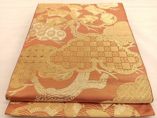 平和屋着物■西陣 川島織物 全通柄 本袋帯 松笠立波扇面文 金糸 正絹 逸品 BAAT6810hv 平和屋着物■西陣 川島織物 全通柄 本袋帯 松笠立波扇面文 金糸 正絹 逸品 BAAT6810hv