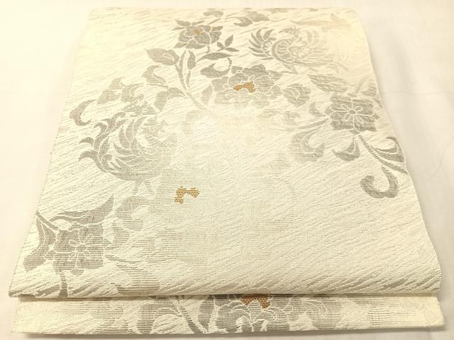 平和屋着物●本場筑前博多織　八寸名古屋帯　更紗唐草文　正絹　逸品　CABJ7266vp