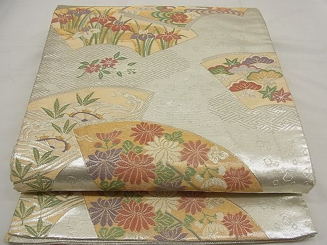 平和屋着物■六通柄袋帯 九百錦 地紙鴛鴦草花文 逸品 n-ea0369