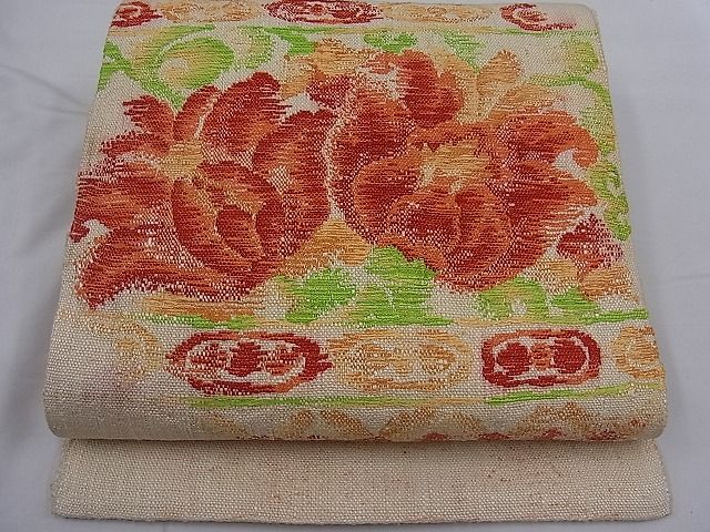 平和屋着物■八寸名古屋帯 紬地 草花文 逸品 n-mz5836