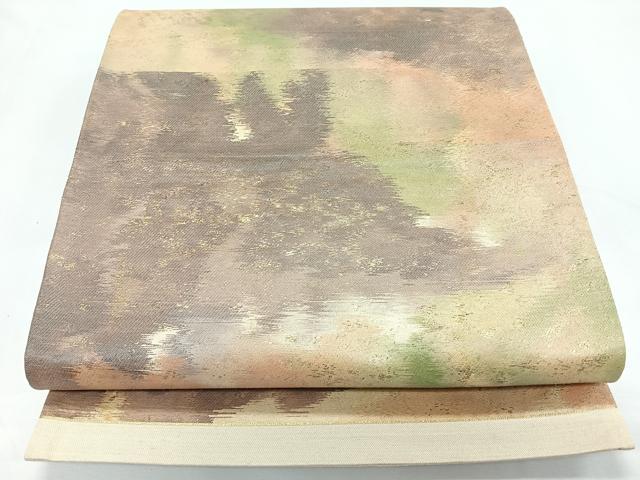 平和屋着物■六通柄袋帯 霞文 金糸 正絹 逸品 CABL1836nb
