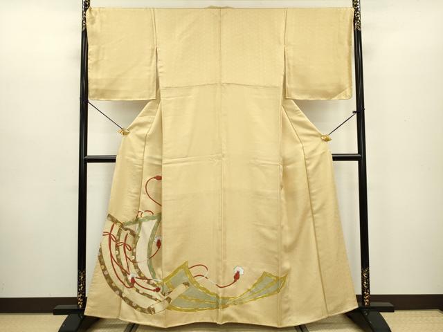 平和屋着物■豪華色留袖　駒刺繍　絵巻花文　金彩　正絹　逸品　DABC7937ya