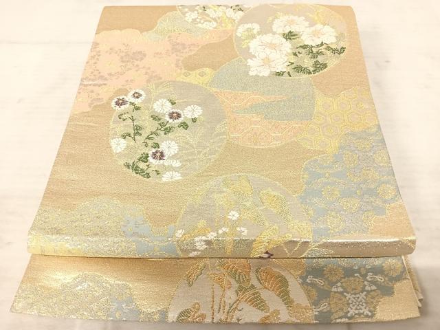 平和屋着物◎六通柄袋帯　唐織　花丸文　金銀糸　正絹　逸品　AAAT6187yx