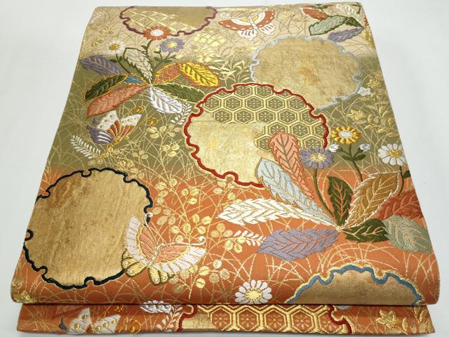 乐天商城 - 平和屋着物◎六通柄袋帯　唐織　雪輪胡蝶　唐三彩　金銀糸　正絹　逸品　CABF7169fb