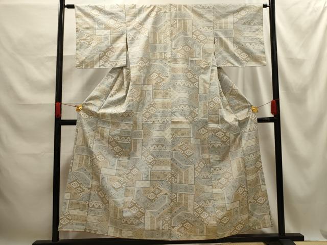 平和屋着物■本場大島紬　幾何学　正絹　逸品　AABE6470sx