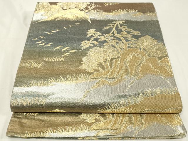 平和屋着物◎六通柄袋帯 飛鳥風景文 金銀糸 正絹 逸品 CAAZ7697in