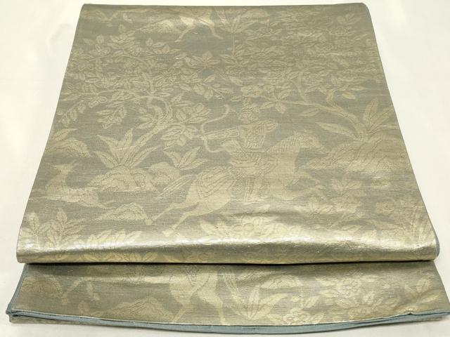 其它 - 平和屋着物◎六通柄袋帯 狩猟文 金糸 正絹 逸品 CAAZ7701in