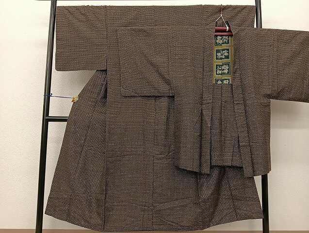 平和屋着物■男性 紬 アンサンブル 絣文様 正絹 逸品 BAAL7091sa