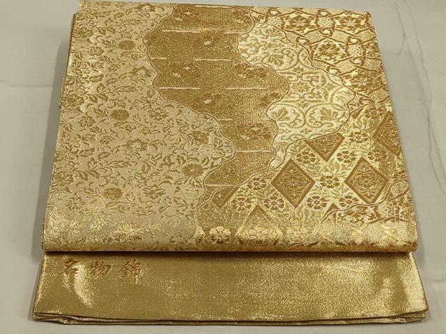 平和屋着物◎佐賀錦　六通柄袋帯　名物錦　道長草花文　金糸　正絹　逸品　AAAO5496ou