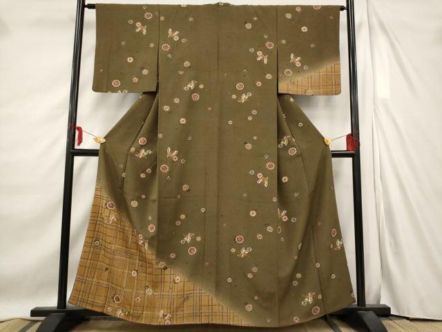 平和屋着物■訪問着　花蝶文　暈し染め　金彩　正絹　逸品　AABE4509st