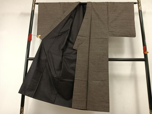 平和屋着物●男性　本場大島紬　アンサンブル　カタス7マルキ　格子　正絹　逸品　AABH4745fy