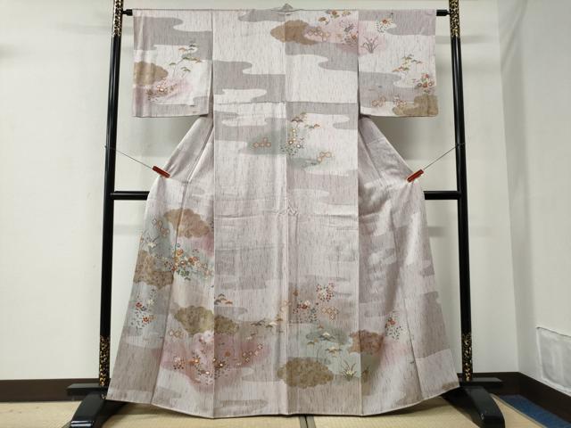 Kimono - 平和屋着物●訪問着　駒刺繍　雲取り吉祥草花文　金彩　正絹　逸品　CABE2830yc