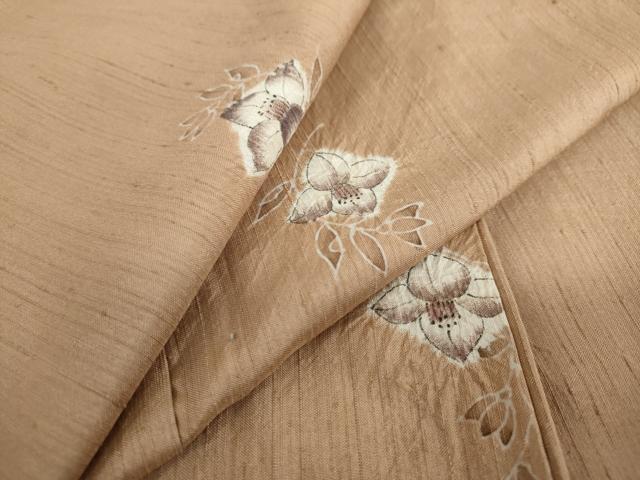 Full-Length Under-Kimono - 平和屋着物●上質な紬　絞り　草花文　正絹　逸品　DAAW5893ud
