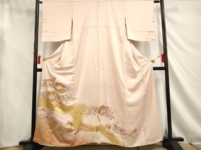 平和屋着物■豪華色留袖 駒刺繍 舞扇吹き寄せ花文 暈し染め 金彩 正絹 逸品 AAAQ3891ja