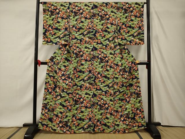 平和屋着物■上質な小紋 花鳥文 金彩 正絹 逸品 未使用 AAAU9724ou