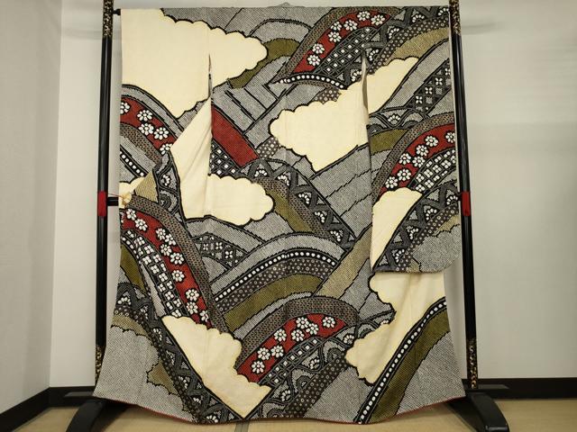 平和屋着物●豪華振袖 絞り 吉祥花文 正絹 逸品 AAAX8321ck