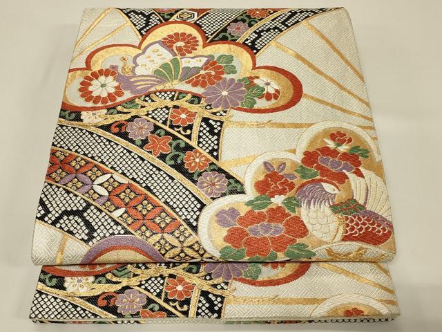 Rakuten - 平和屋着物◎六通柄袋帯 唐織 吉祥松花文 鳥 蝶 金銀糸 正絹 逸品 CABE5384in