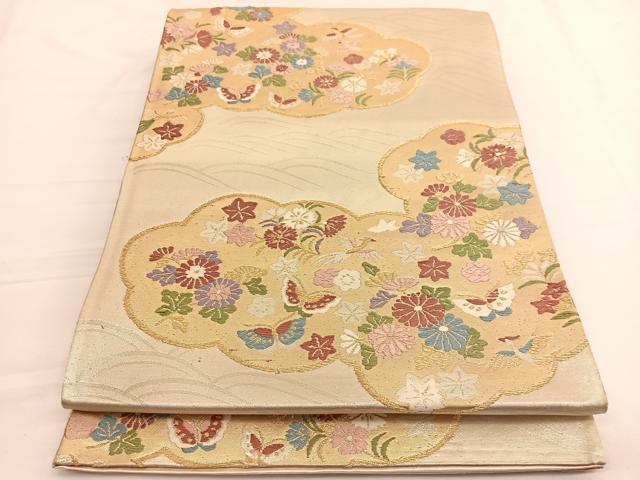 平和屋着物◎六通柄袋帯 唐織 鳳凰雲取り花蝶文 金銀糸 引箔 正絹 逸品 BAAW3055hv