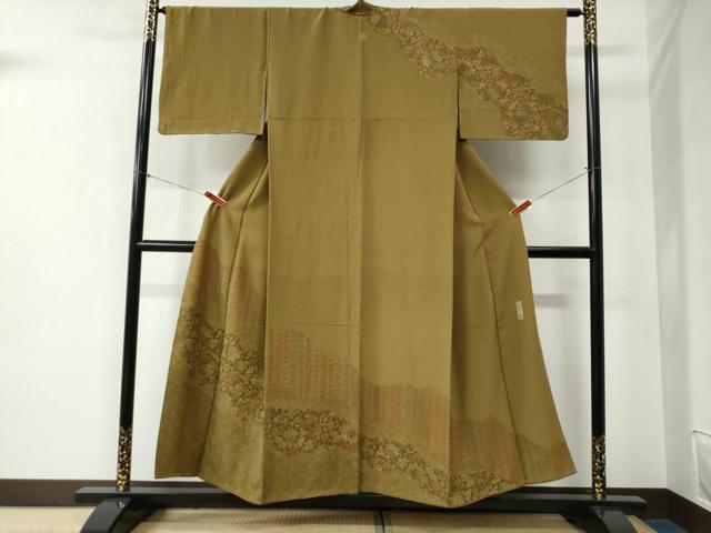 平和屋着物●重要無形文化財　人間国宝　中村勇二郎　訪問着　江戸小紋　立波更紗花文　正絹　逸品　CABB4199yc