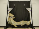 平和屋着物■豪華黒留袖 刺繡 雲取り花鳥文 金銀彩 正絹 逸品 CAAQ9993oy
