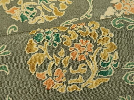 平和屋着物■上質な小紋 花唐草丸文 鬼しぼ縮緬 正絹 逸品 CAAQ9998oy 平和屋着物■上質な小紋 花唐草丸文 鬼しぼ縮緬 正絹 逸品 CAAQ9998oy