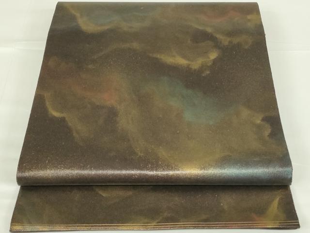 平和屋着物◎六通柄袋帯　霞文　金糸　引箔　正絹　逸品　DAAT8333qp