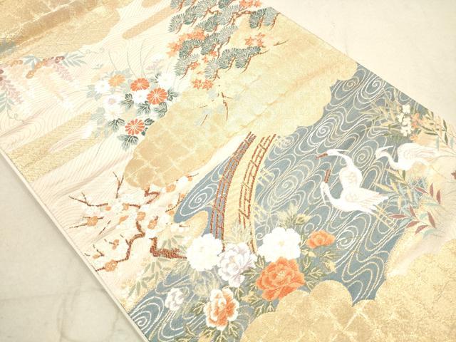 平和屋の平和屋着物◎六通柄袋帯 唐織 神泉白鷺図 金糸 正絹 逸品 DAAX2138xg｜アングル2