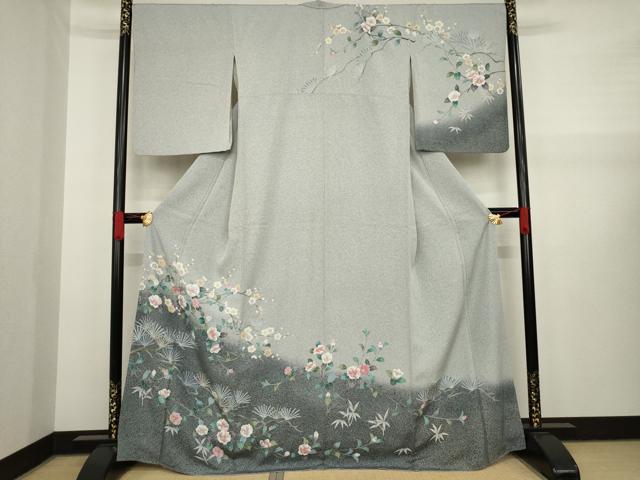 平和屋着物●訪問着　枝花文　暈し染め　正絹　逸品　AAAX8331ck