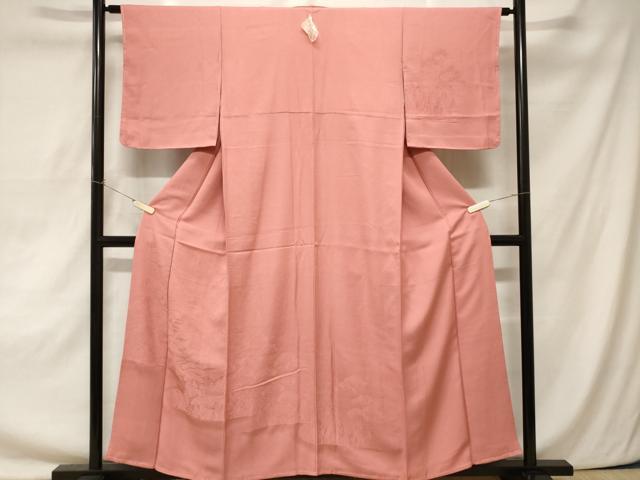 平和屋着物■訪問着 色無地 風景地紋 紅梅色 正絹 逸品 未使用 CAAZ5376ev