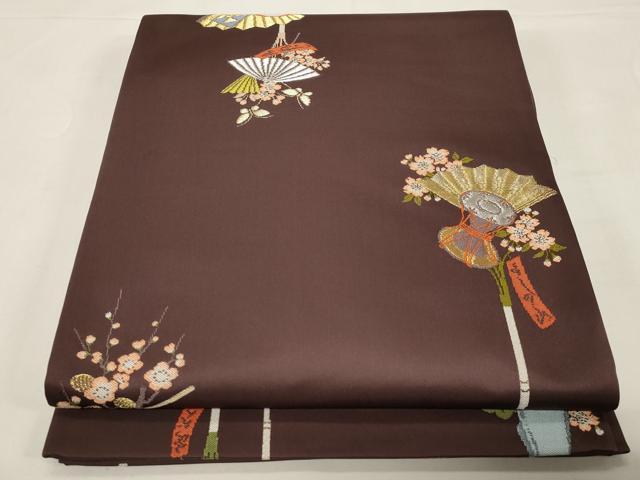平和屋着物●世界的人形師 辻村寿三郎 ジュサブロー 六通柄袋帯 扇面鼓花文 金銀糸 正絹 逸品 CABE3609dy