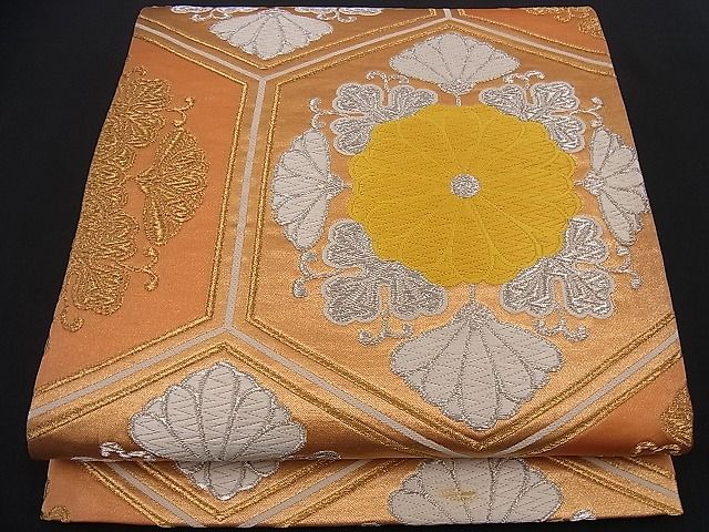 平和屋着物■六通柄袋帯　唐織　亀甲草花文　金銀糸　逸品　n-if1214