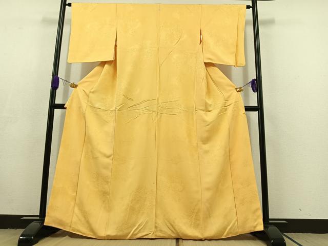 平和屋着物■上質な色無地　樹林地紋　蜂蜜色　正絹　逸品　AABC9514jh