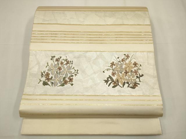 平和屋着物◎六通柄袋帯　螺鈿箔　押し花　金彩　正絹　逸品　CAAW9249qe