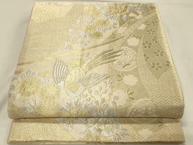 平和屋着物◎六通柄袋帯　花鳥文　金銀糸　正絹　逸品　DAAV2997qp