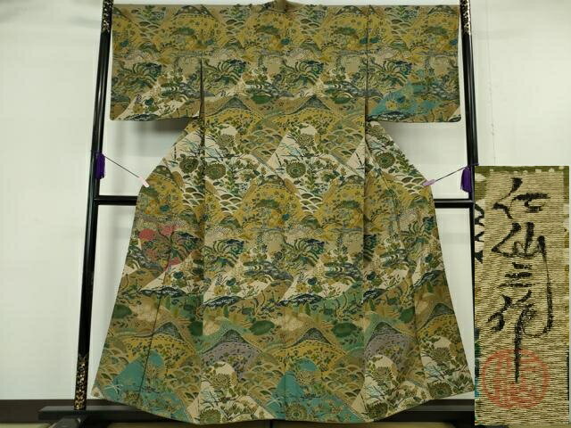 平和屋着物●極上　前田仁仙　仁仙更紗　訪問着　更紗花鳥文　鬼しぼ縮緬　逸品　未使用　DZAB6134kh6