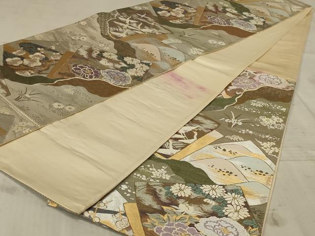平和屋の平和屋着物◎六通柄袋帯 唐織 色紙重ね花文 金銀糸 正絹 逸品 AAAX1975ou｜アングル3