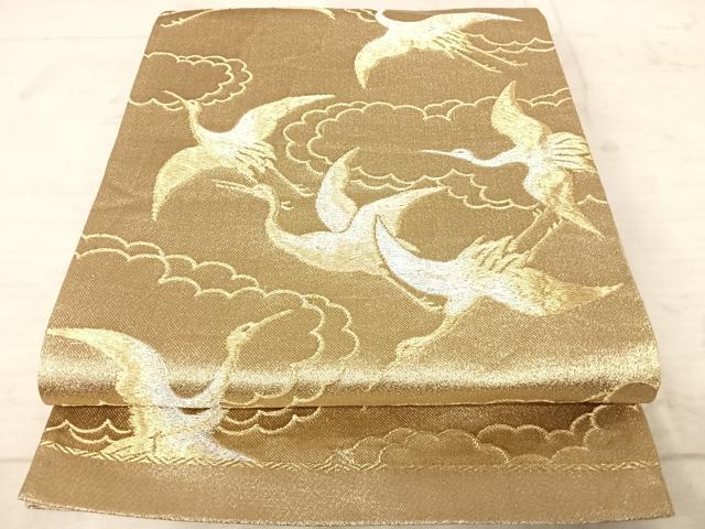 平和屋着物◎六通柄袋帯　飛鶴文　金銀糸　正絹　逸品　AAAX3029yx