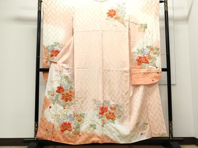 平和屋着物■豪華振袖 総刺繍 駒刺繍 扇面花文 暈し染め 金銀糸 正絹 逸品 CAAX5069th