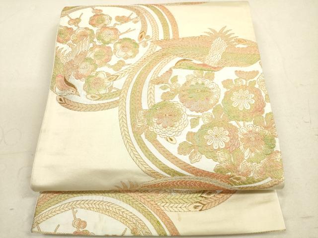 平和屋着物◎六通柄袋帯　花鳥丸文　金糸　正絹　逸品　DAAX2156xg