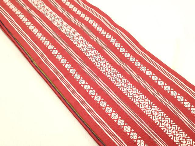 平和屋着物◎本場筑前博多織　両面　半幅帯　献上　証紙付き　正絹　逸品　DABB9047ya