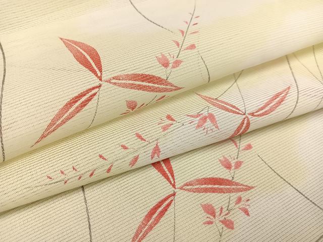 平和屋着物＊夏物 小紋 絽 草花文 洗える着物 AAAU7729ph