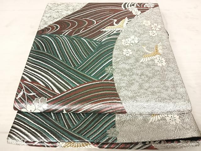 平和屋着物◎六通柄袋帯 飛鶴花文 金銀糸 正絹 逸品 AAAY2168yx