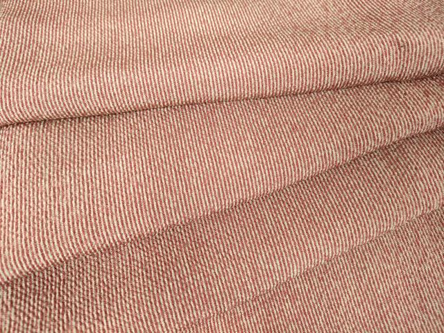 平和屋着物▽江戸小紋 単衣 作家物 万筋 臙脂色×蕎麦切色 鬼しぼ縮緬 正絹 逸品 DAAV5801az