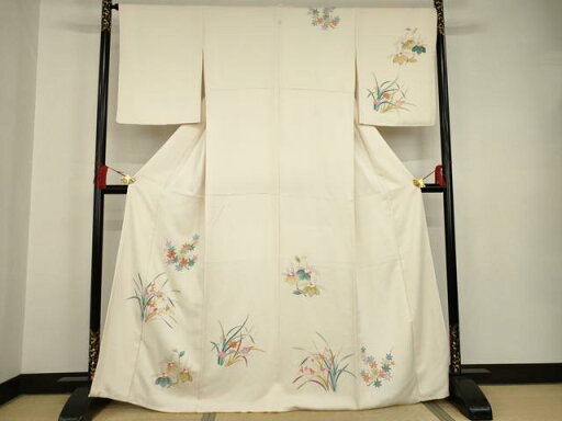 平和屋着物●訪問着 友禅 刺繍 草花文 正絹 逸品 AAAQ8326ck 平和屋着物●訪問着 友禅 刺繍 草花文 正絹 逸品 AAAQ8326ck