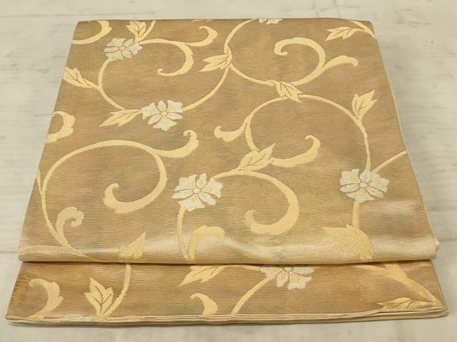 平和屋着物◎六通柄袋帯 花唐草文 金糸 正絹 逸品 AAAX1980ou