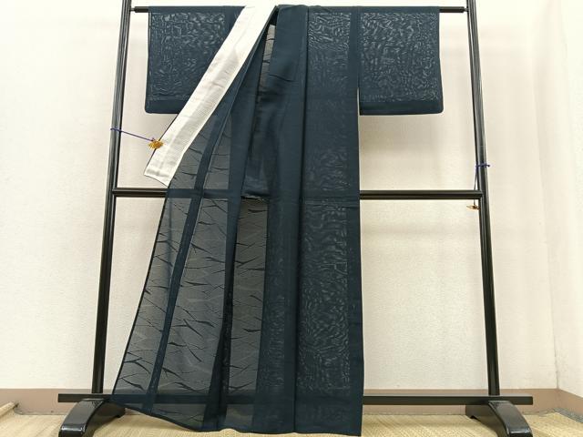 平和屋着物＊夏物　色無地　絽　流水紋紗　褐返色　正絹　逸品　BAAS8478fw